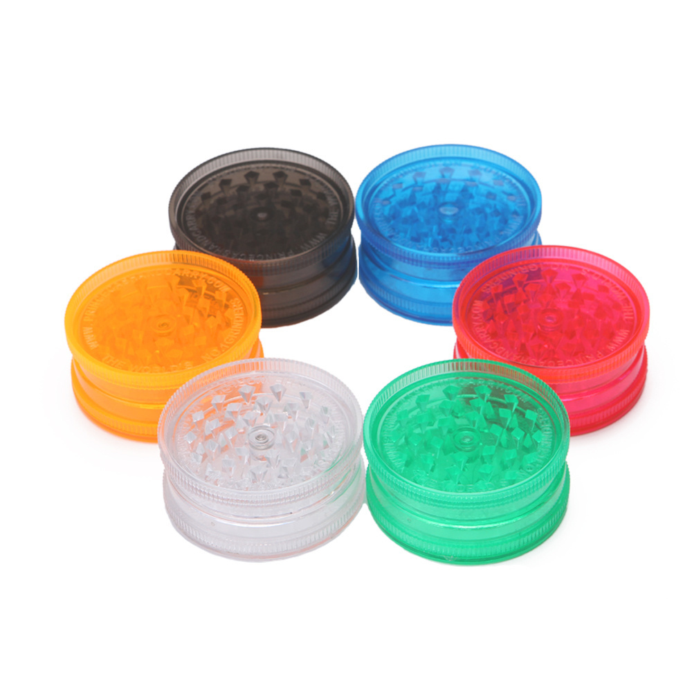 JUJI 2022 High Quality Small MOQ Free Sample Custom Logo 3 layer 60MM Tobacco Acrylic Plastic Dry Herb Grinder With Storage Lid