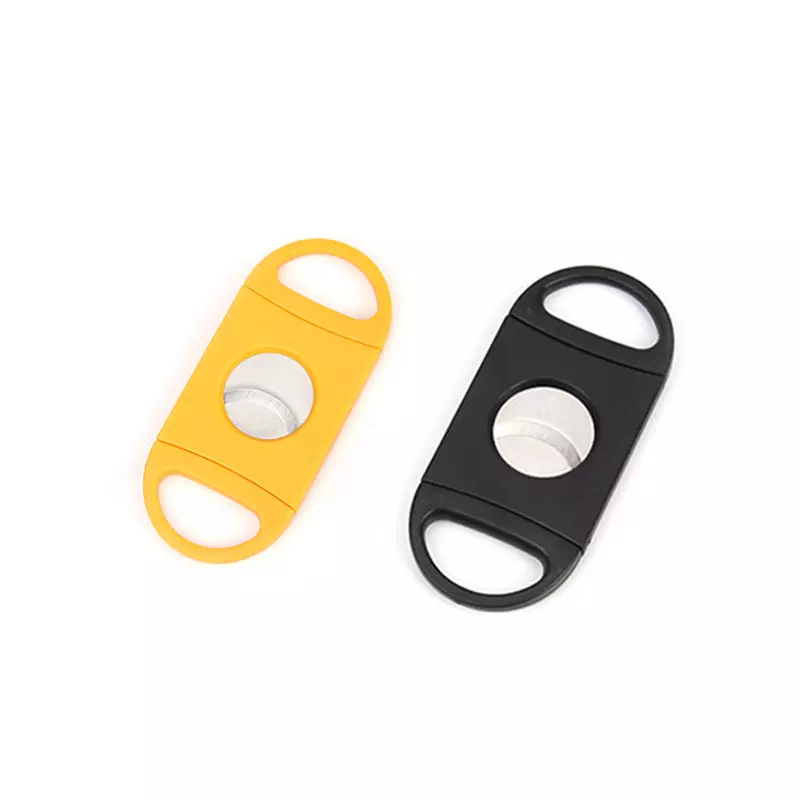 2023 JUJI Hot Sale Cheap Portable Cigar Cutter Table Top Plastic Custom Logo Double Blade Cigar Cutter For Cigar Accessories