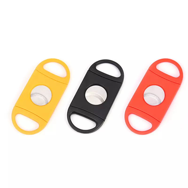 2023 JUJI Hot Sale Cheap Portable Cigar Cutter Table Top Plastic Custom Logo Double Blade Cigar Cutter For Cigar Accessories