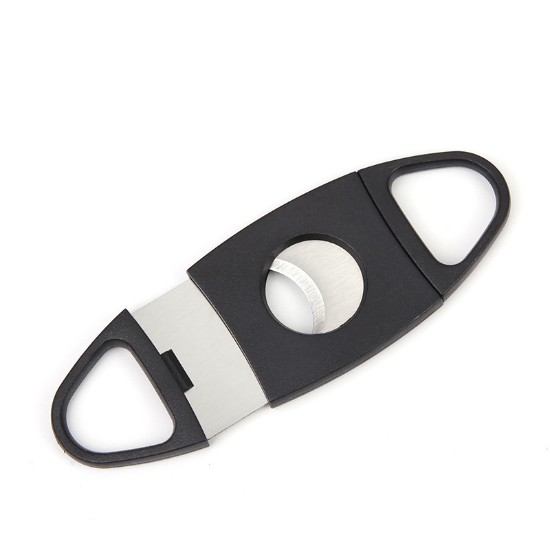 JUJI Wholesale Luxury Portable Double Cigar Cutter Stainless Steel Table Plastic Cigar Cutter Smoking Accessories