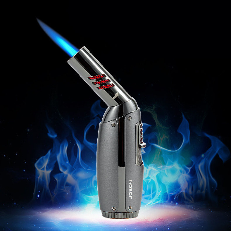 JUJI Cigarette Cigar Butane Gas Jet Blue Flame 360 Degree Adjustment Custom Wholesale Gun Torch Lighters Metal Material In Bulk