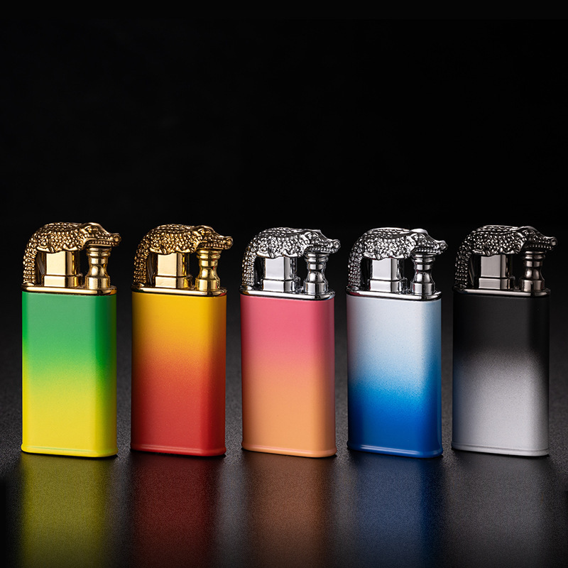 JUJI Double flame lighter custom logo lighter Straight flame gas flame lighter for cigarette