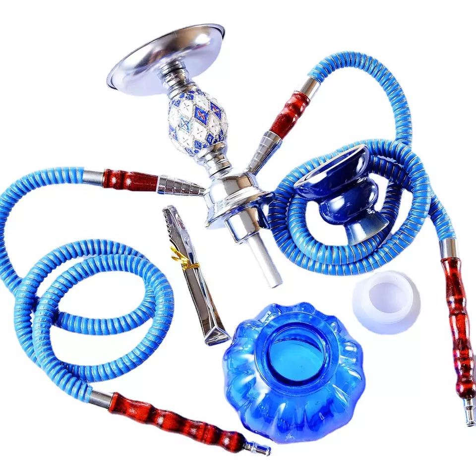 2022 Top sale double Hose Hookah Shisha Ceramic Bowl Tongs Complete Traditional Home Hookah Set