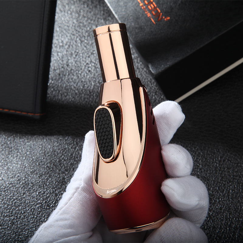 JUJI Kitchen Premium Luxury Smoke Cigar Refillable Customized Custom Logo Metal Jet Flame Butane Gas Cigar Torch Lighter