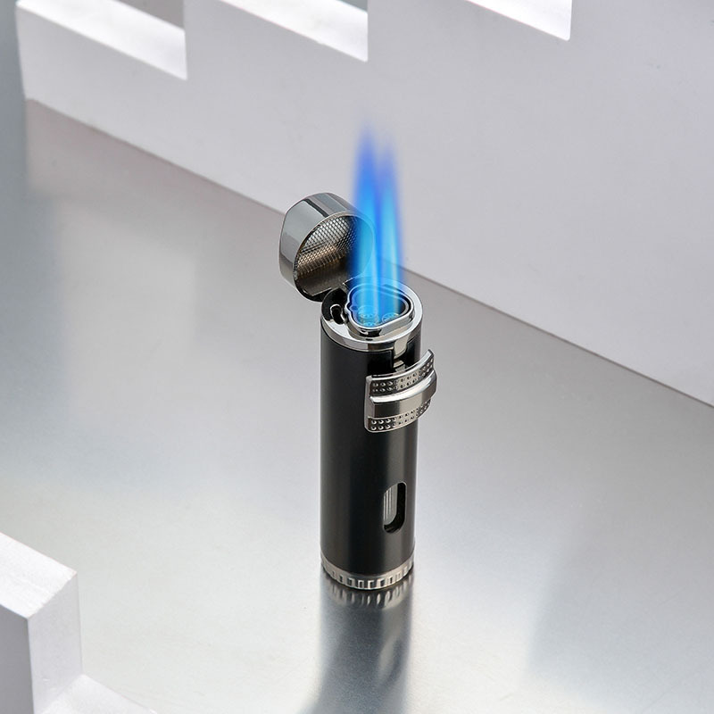 2023 HOT Sell Cigar Cigarette Lighter Strong Windproof Three Fires Torch Lighter with Cigar Punch