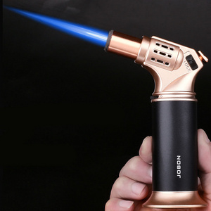 JUJI 2024 Hot Sale Gun Shape Cigar Lighter Customize Logo Refillable Butane Jet Torch Lighters With Gift Box Cigar Accessories