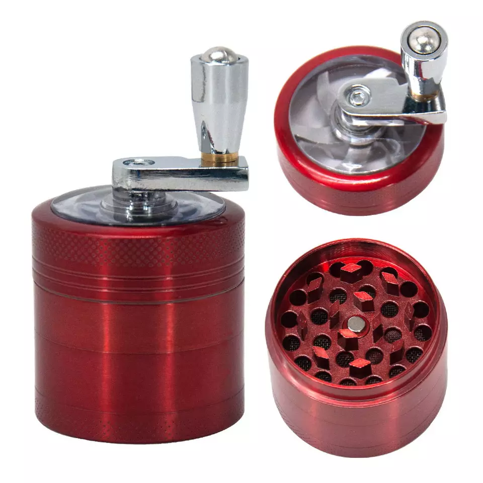 Yiwu JUJI 2022 Hot Sale 40mm Hand-cranking Smoke Grinder Custom Logo 4-Part Spice Herb Grinders with Magnetic Lid