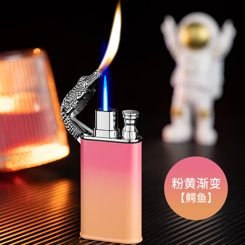 JUJI Double flame lighter custom logo lighter Straight flame gas flame lighter for cigarette