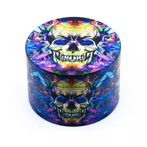 JUJI OEM 4 Layer Zinc Alloy Herb Grinder Spice Grinders 2.5 Inch UV Color Printing Grinder Herb With Box