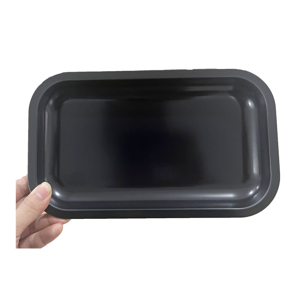 JUJI Low MOQ Ready To Ship 27*16cm Blank Black Rolling Tray Smoking Accessories Wholesale Tin Rolling Tray In Stock