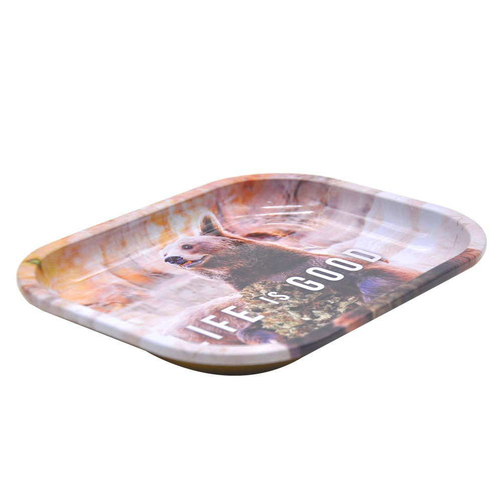 JUJI Small MOQ Custom Design Herb Rollings Trays Bandeja Rodante Kinder Herb Smoke Plain Cigarette Tray With Magnetic Lid