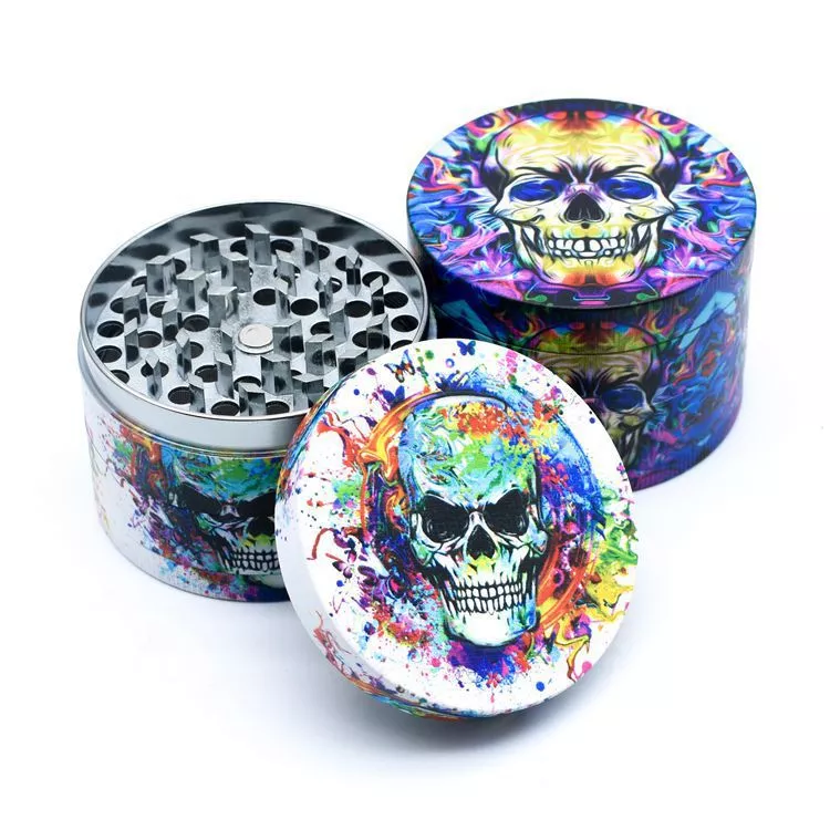 JUJI OEM 4 Layer Zinc Alloy Herb Grinder Spice Grinders 2.5 Inch UV Color Printing Grinder Herb With Box