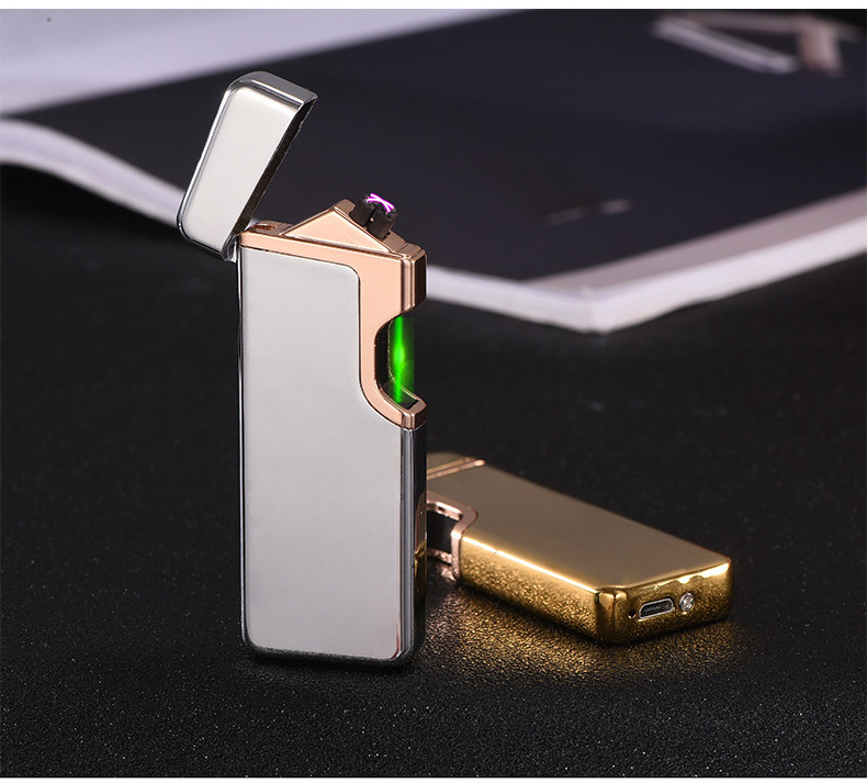 2024 USB Rechargeable Windproof Flameless Cigarette Lighter Custom Logo Double Arc Lighters for Smoking