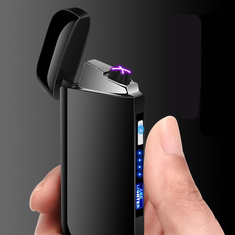 JUJI Hot Sale Electric Dual Arc Lighter Rechargeable USB Lighter Flameless Cigarette Cigar Lighter for Men's Gift