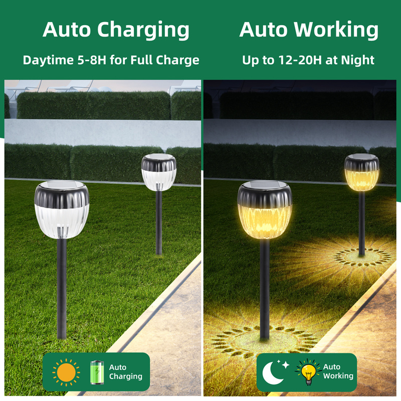 2024 New Model  Solar Garden Lights for Lawn Patio Yard Walkway Outdoor Solar Lamp with 1000mAh MH-Ni Battery Light up for 12H