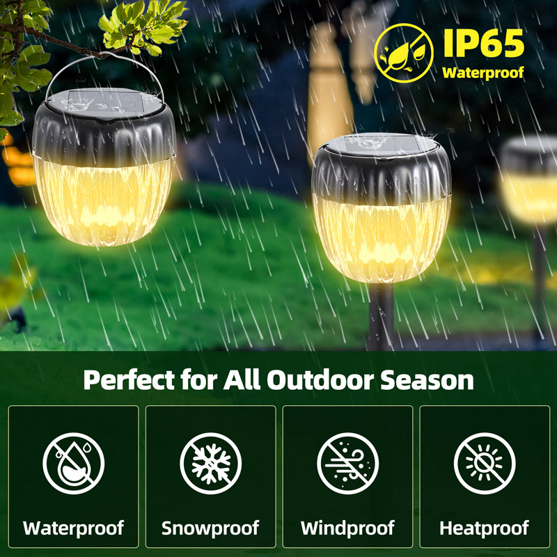 Solar Lights Outdoor Garden Lighting 2Pack, Single Crystal Silicon PET Frosted Process Solar Panels, Outdoor Solar Lamp Up to12H