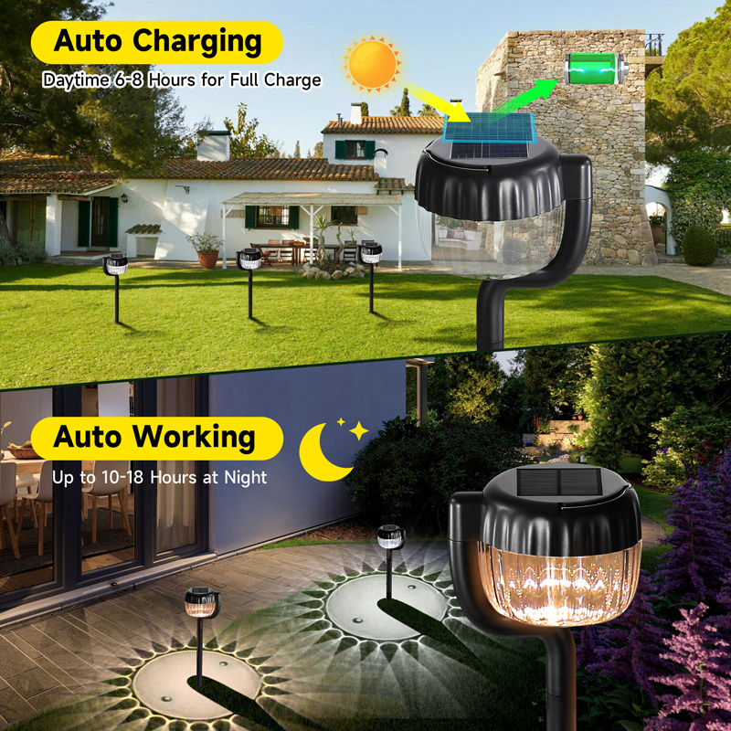 Factory Wholesale New 2024 Solar Lights Outdoor Garden IP65 Waterproof 1000mAh Lighting 12H for Path Garden Landscape Decoration