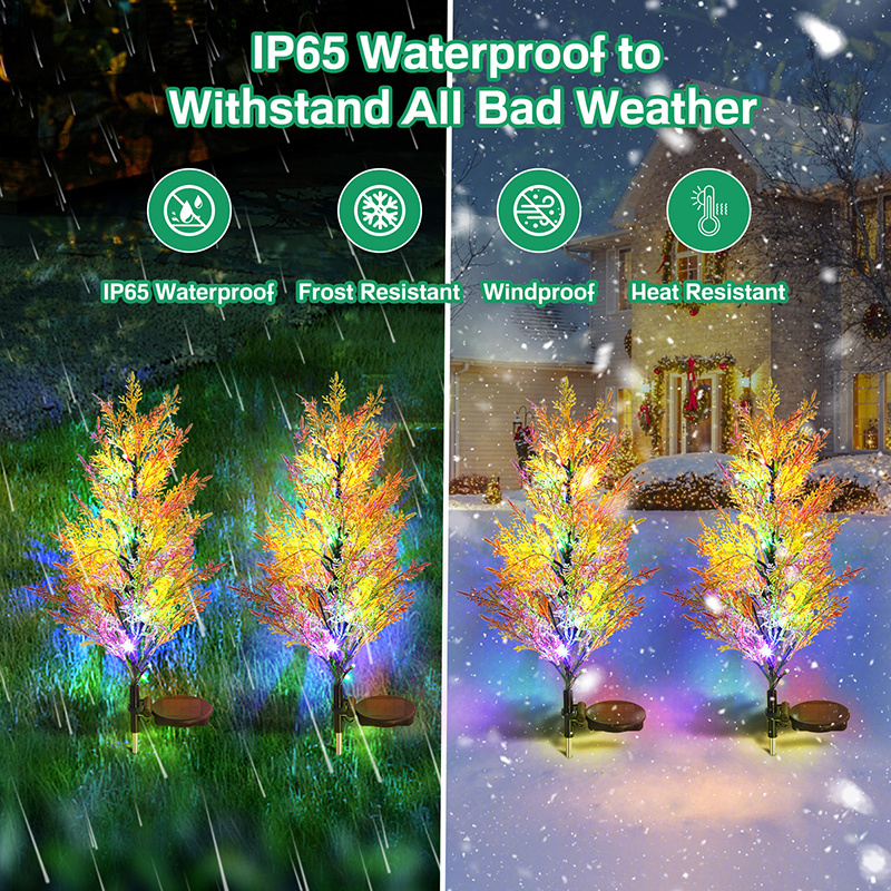 2024 Solar Christmas Tree Light  Outdoor artificial trees with solar lights with 14 LED 2 Pack Solar Lights Outdoor Garden