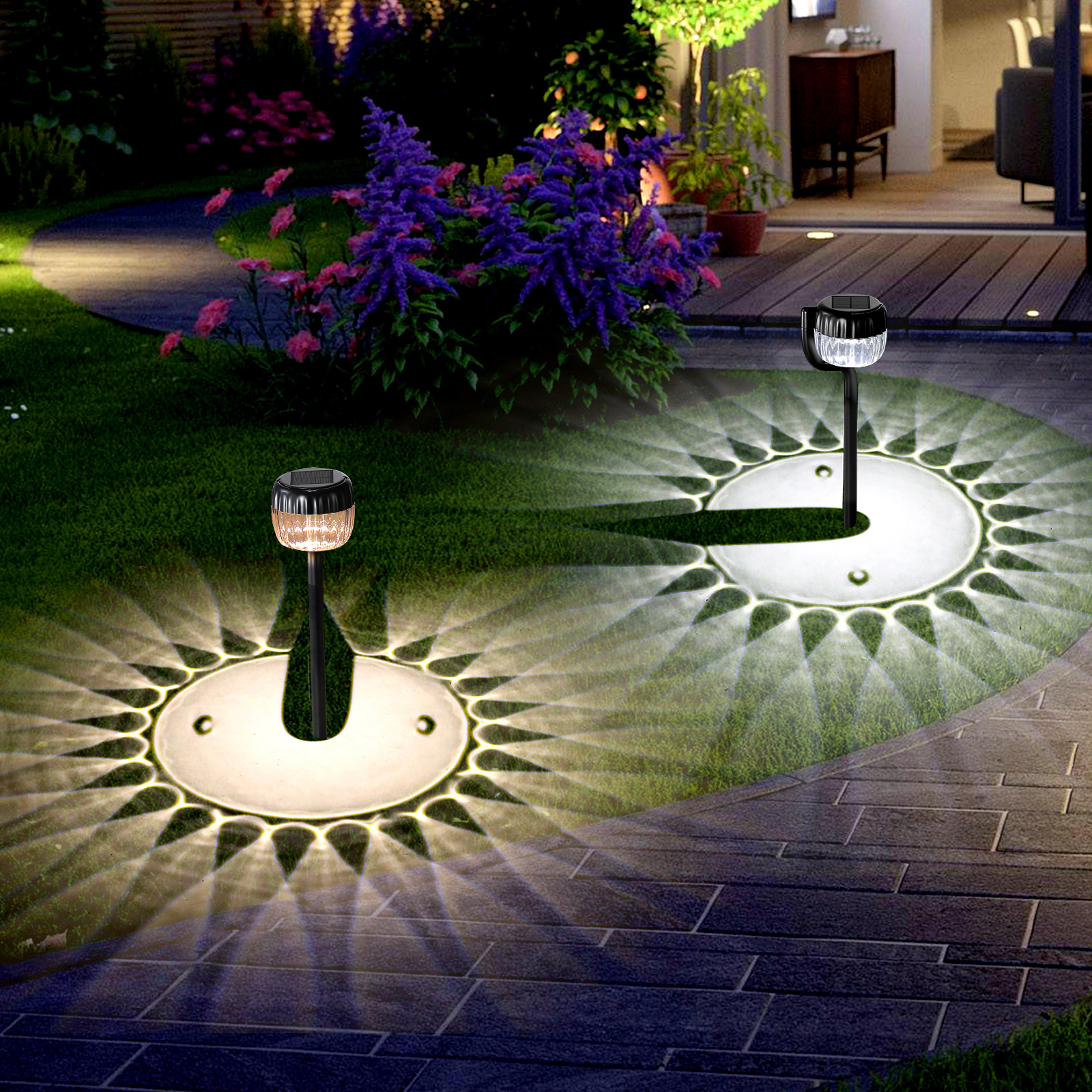 2024 Solar Garden Lights, Solar Lights Outdoor Garden, Pathway, Camping, Patio, Floor-Mounted, Hole-Punched, Hand-Carried, Hung