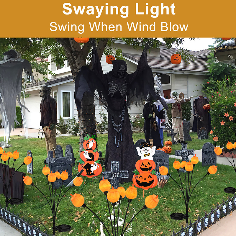 2024 new style Outdoor Solar Lamp Pumpkin Halloween Solar Lights Outdoor Garden 1000mAh Battery lighting 10H for Christmas