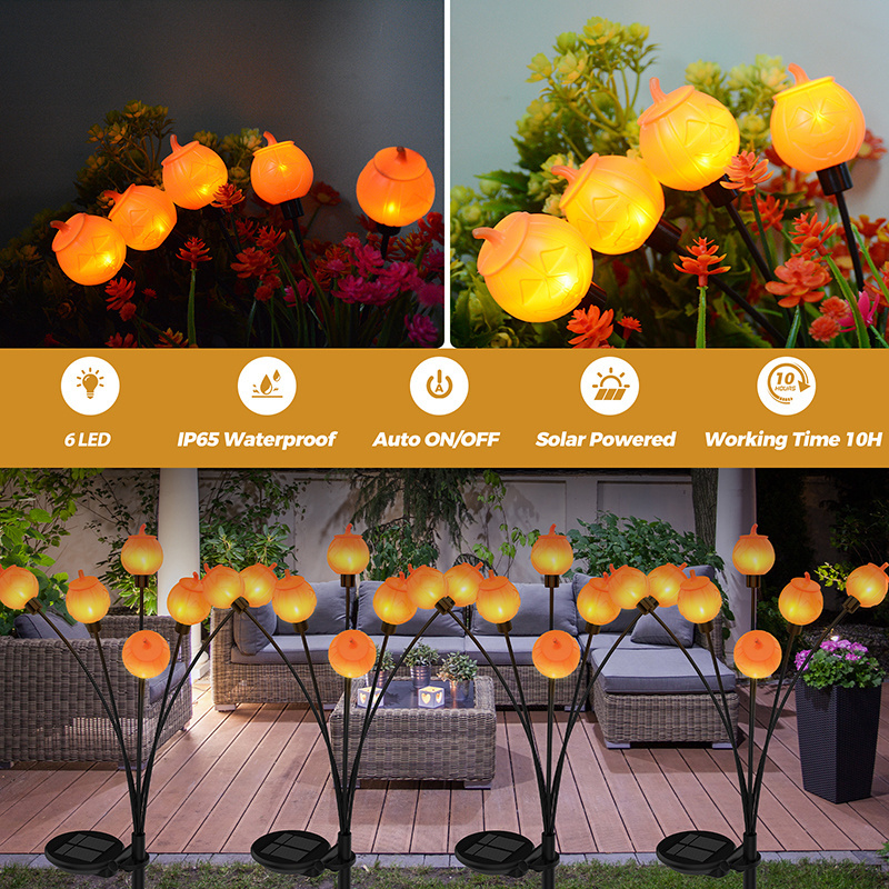 Source Factory Solar Pumpkin Lamp Garden Decoration 6LED Outdoor Solar Lamp1000mAh Battery lighting 10H for Christmas Halloween