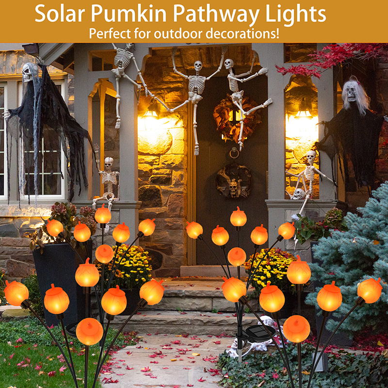 Solar Pumpkin Light Garden Decoration 6LED Swaying lights 1000mAh Battery Outdoor Solar Lamp Up to 10H for Christmas Halloween