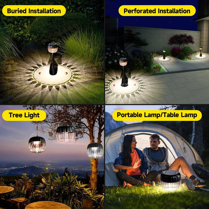 2024 New Solar Lights Outdoor Garden Single Crystal Silicon PET process 1000mAh AA 1.2V Ni-MH Battery Outdoor Solar Lamp