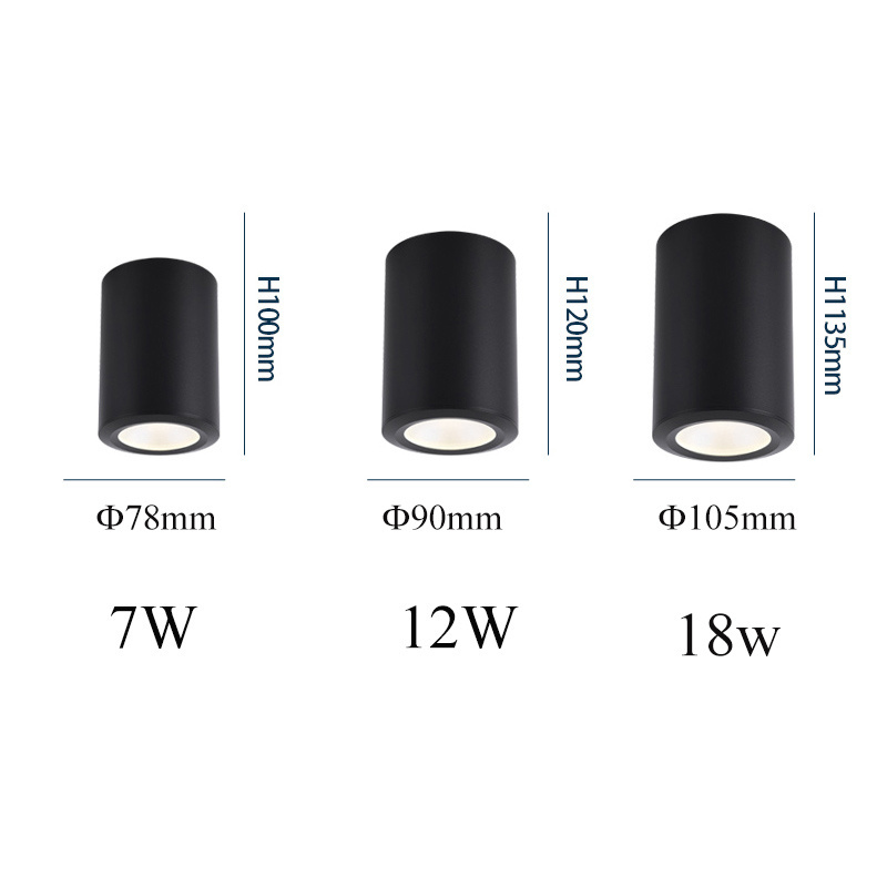 Surface Mounted Cylinder Spotlight Led Downlight 5w 12w 18w 30w 40w Outdoor Ip65 Down Light Ceiling Lighting