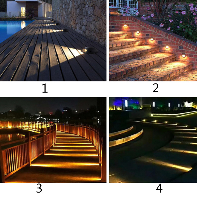 Modern Round Led Step Light Otudoor Ip65 Exterior Led Deck Stair Light Mini Recessed Underground Lamp Inground Lighting