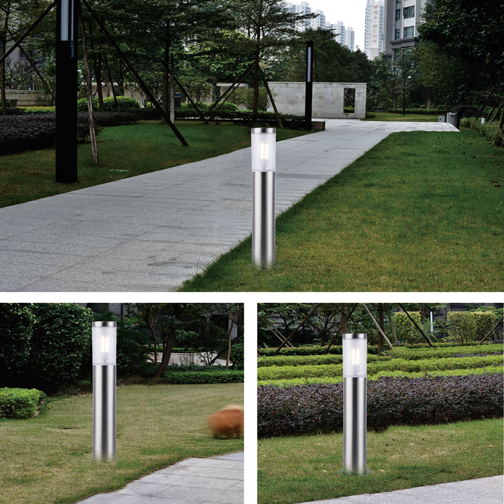 60cm 100cm IP65 E27 Outside Led Garden Lamp  Outdoor Stainless Steel Led Lawn Lamp 600mm Bollard Garden Light Pathway  Lighting