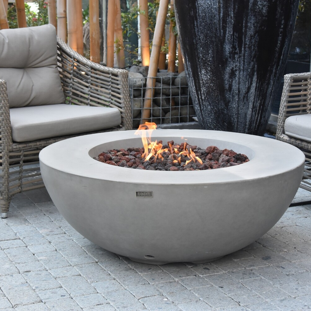 concrete contemporary outdoor fire pit table gas hemisphere fire pit