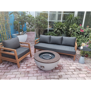 high quality outdoor garden furniture wood grain table top gas fire pit