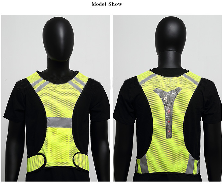 Hi Vis Reflective Road Safety T Shirt Men Yellow Orange Strap Logo Glory Color Tape Feature Reflective Led Vest