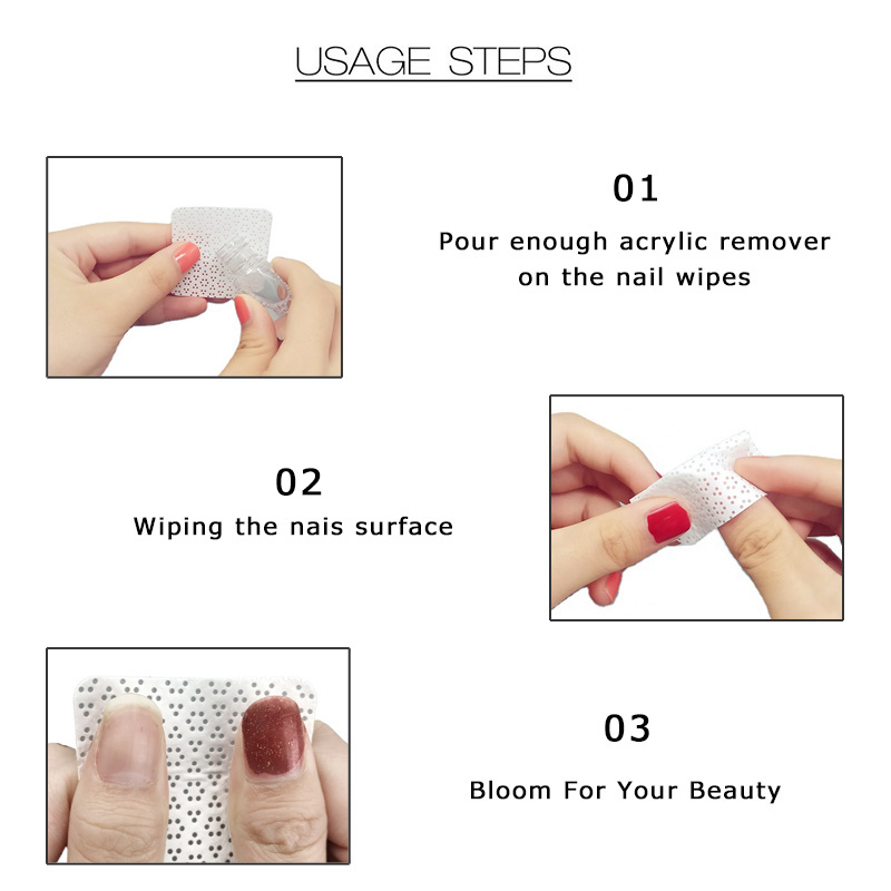 Manicure Supplies 5x5cm 200cps Lint Free Disposable Dry Nail Wipes Nonwoven Nail Polish Remove Wipe Pad