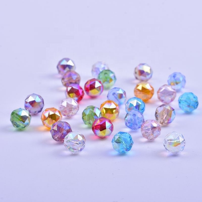 32 Faceted Colorful Round Glass Beads10mm Crystal Loose earth Beads For DIY bracelet Jewelry Making