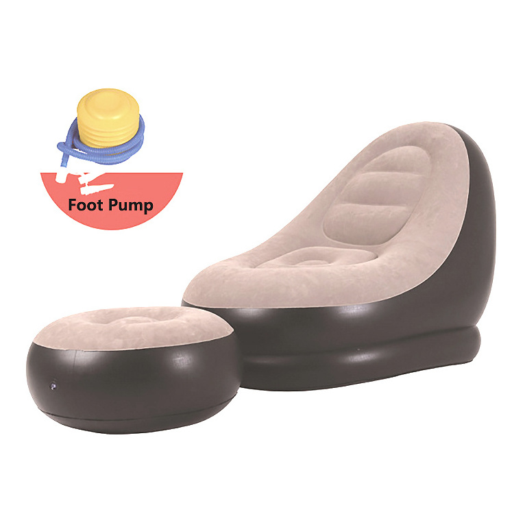 Inflatable Furniture Chair Sofa Lounger Rest Single Couch Beanbag Living Room Outdoor Air Lounge Chairs  with Ottoman Foot Stool