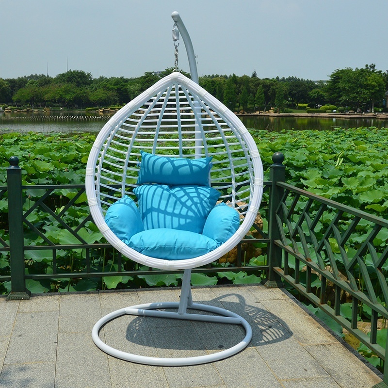 Hanging Egg Chair Swing Hammock Rattan Material with Stand & Cushions for Indoor Bedroom Outdoor Garden Backyard