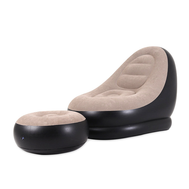 Inflatable Furniture Chair Sofa Lounger Rest Single Couch Beanbag Living Room Outdoor Air Lounge Chairs  with Ottoman Foot Stool