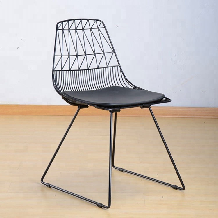 Modern Classic Metal Outdoor loft Studio Wire Hee Lounge Chair Stackable Harry Bertoia Steel wire leisure Chair with pad