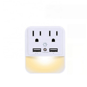 2 usb 2 wall outlet extender surge protected current tap with  sensor led night light  125V Rated 15A US Wall Plug