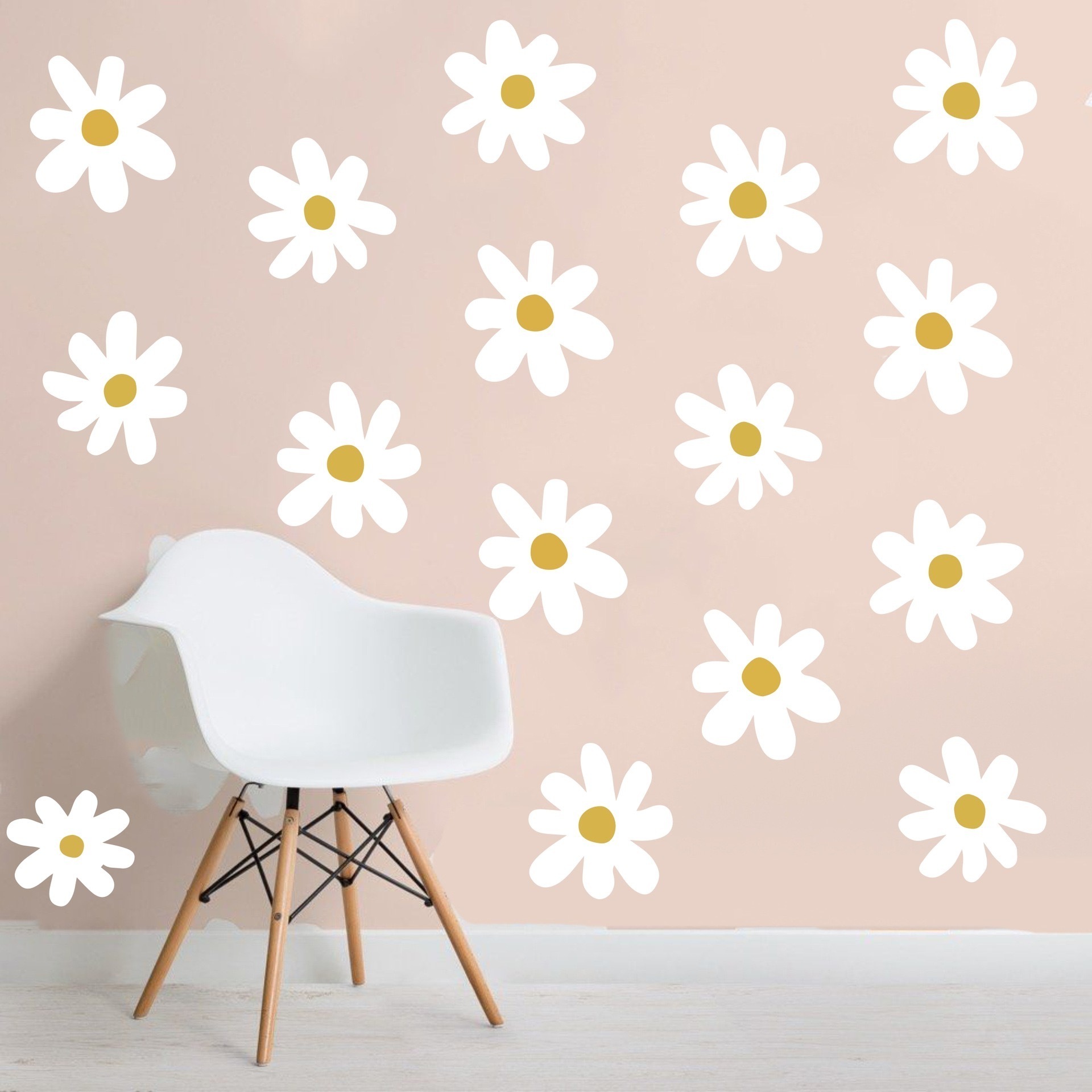 Ins small daisy living room wall decoration stickers PVC self-adhesive wardrobe flowers children's room bedroom wall stickers