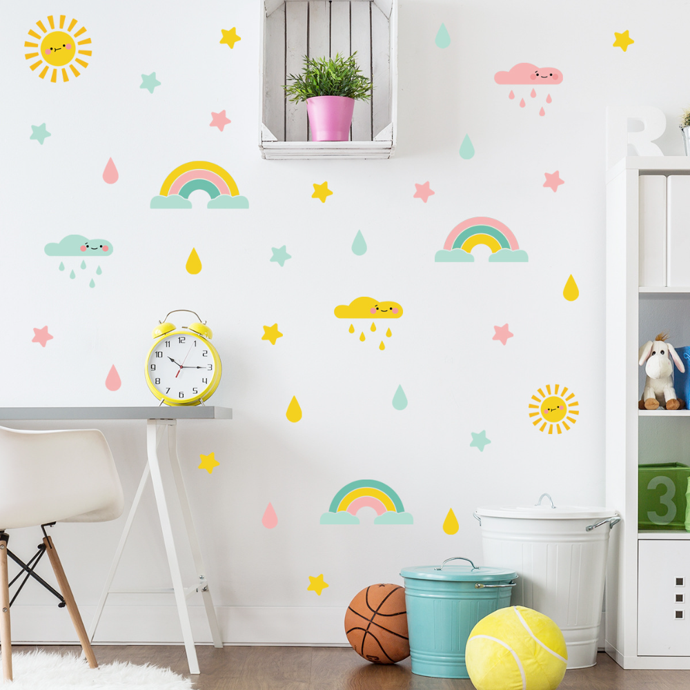 High Quality Nordic Style Self-adhesive Rainbow Wall Sticker for Kids Room Bedroom Home Decoration Wall Decal