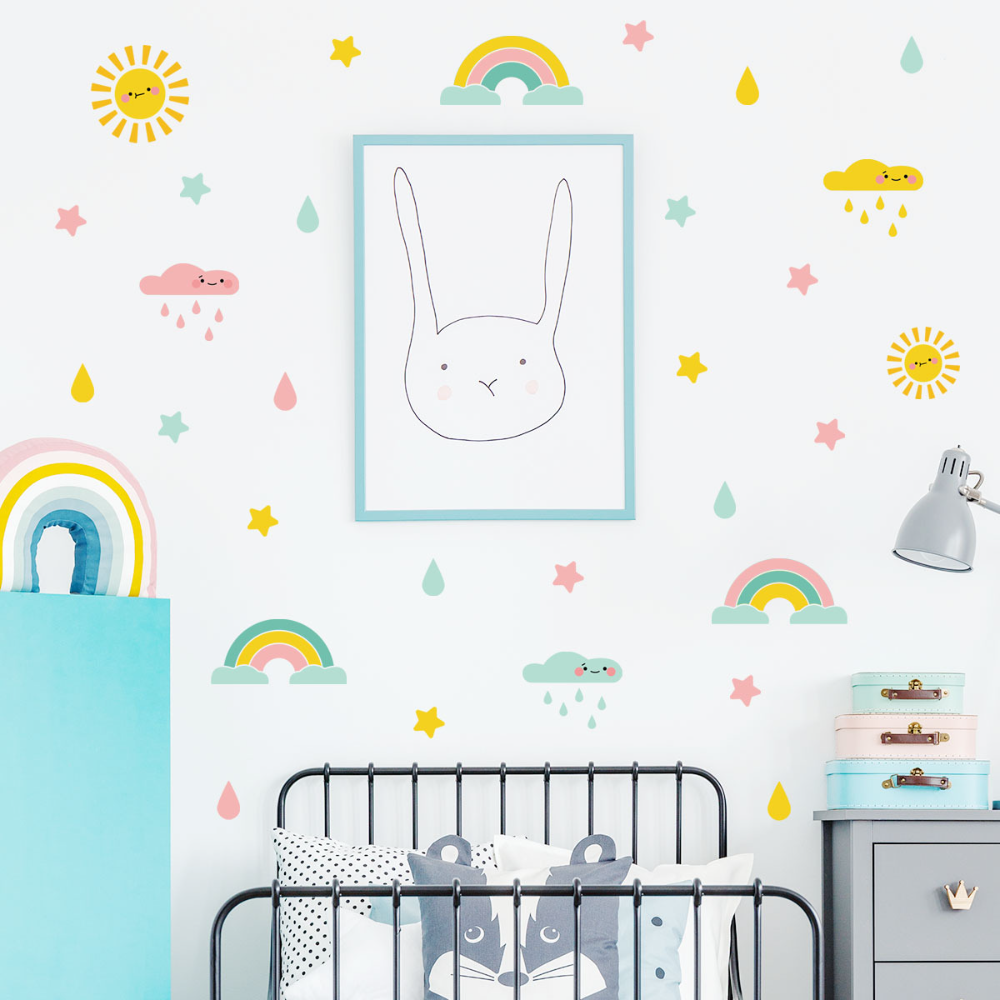 High Quality Nordic Style Self-adhesive Rainbow Wall Sticker for Kids Room Bedroom Home Decoration Wall Decal