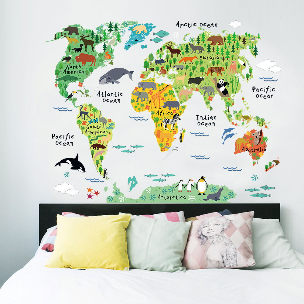 China Factory Direct Wholesale World Traveler Wall Sticker with high quality for Room Decorations world map kids sticker free