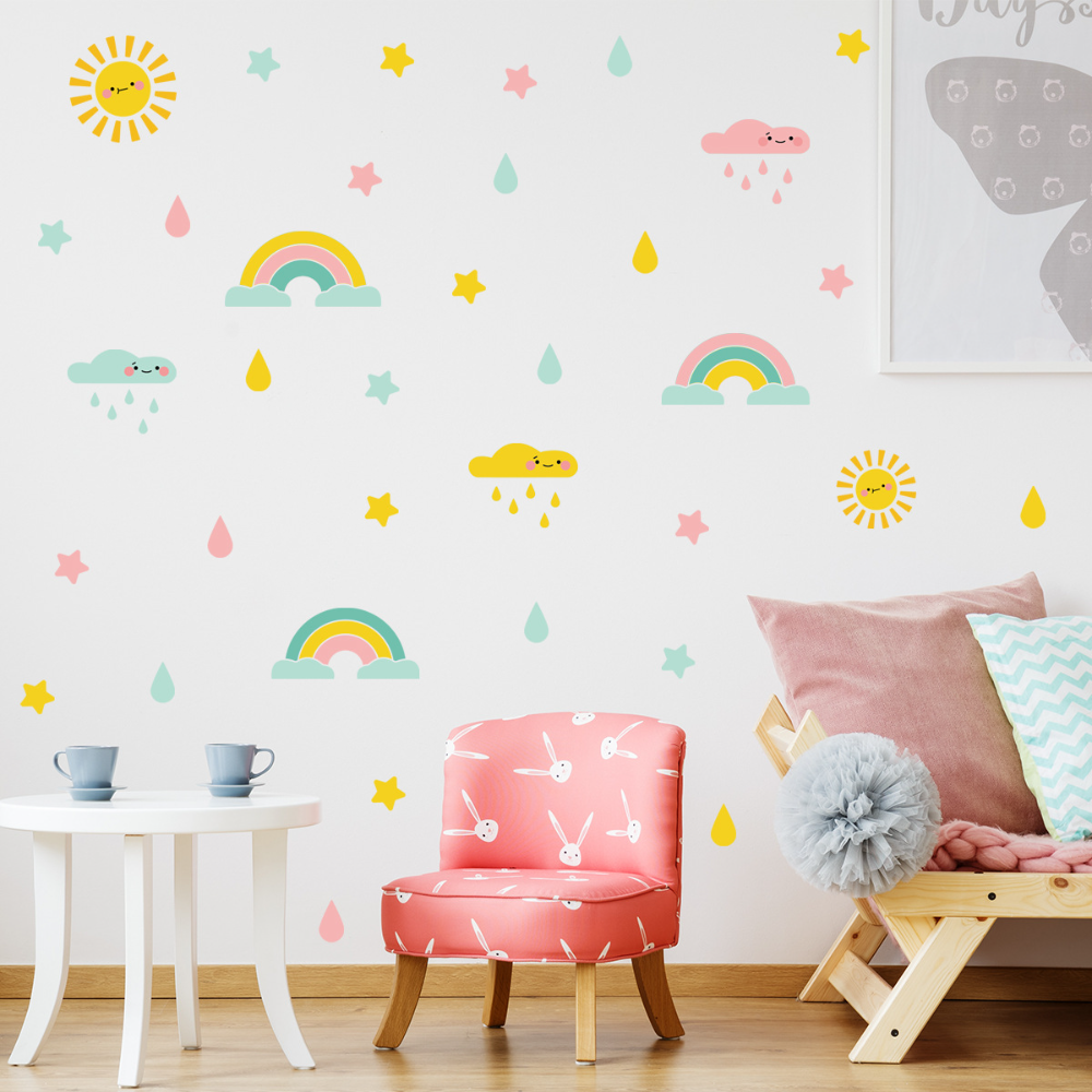 High Quality Nordic Style Self-adhesive Rainbow Wall Sticker for Kids Room Bedroom Home Decoration Wall Decal