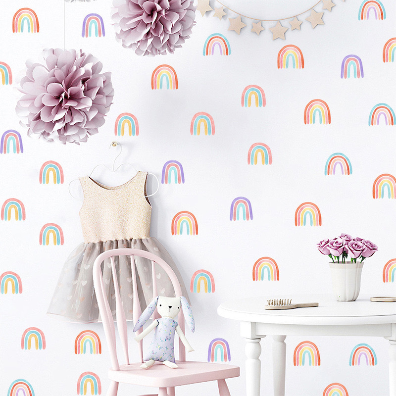 Rainbow Wall Decal Kindergarten Wall Decal Children's Room PVC Decorative Sticker Self adhesive Glass Wardrobe Graffiti