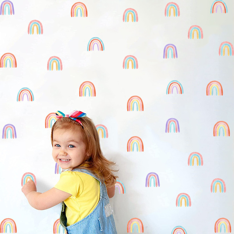 Rainbow Wall Decal Kindergarten Wall Decal Children's Room PVC Decorative Sticker Self adhesive Glass Wardrobe Graffiti