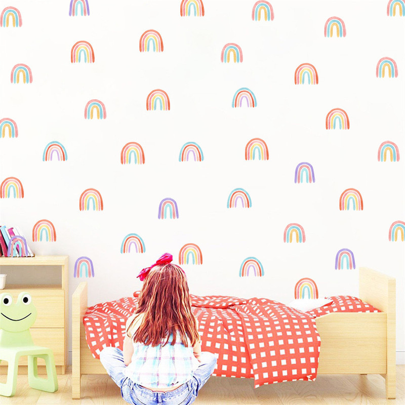 Rainbow Wall Decal Kindergarten Wall Decal Children's Room PVC Decorative Sticker Self adhesive Glass Wardrobe Graffiti