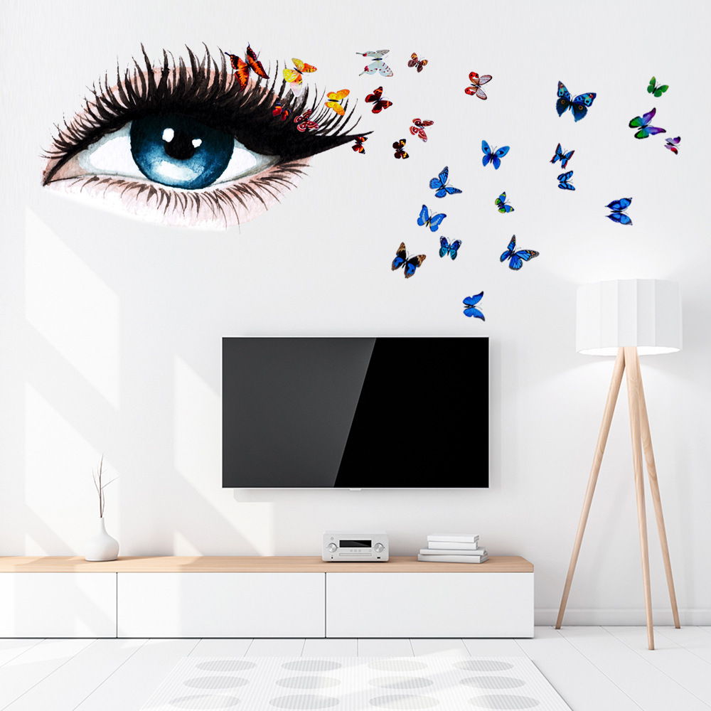 Girls Bedroom Wall Art Decal Vinyl Room Home Decoration Butterfly Wall Decals Girls Eyes Wall Stickers