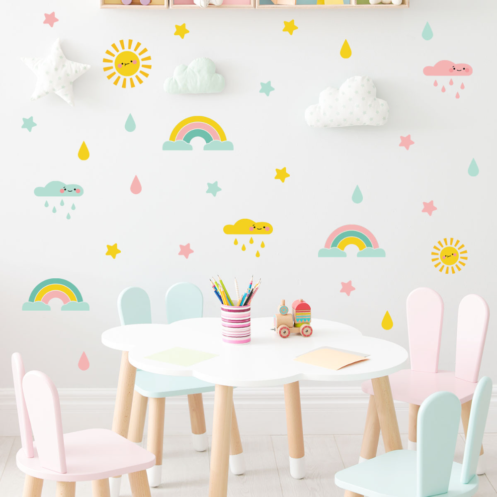 High Quality Nordic Style Self-adhesive Rainbow Wall Sticker for Kids Room Bedroom Home Decoration Wall Decal